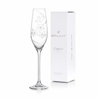 Brusený výročný pohár s gravírovaním na prosecco