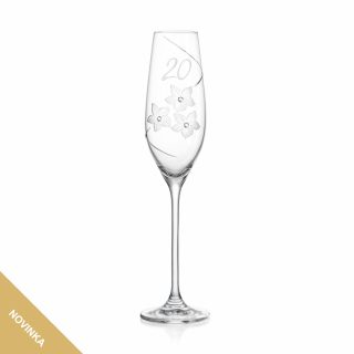 Brusený výročný pohár s gravírovaním na prosecco