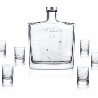Fľaša na alkohol s kryštálikmi Swarovski a ľubovolným gravírovaním